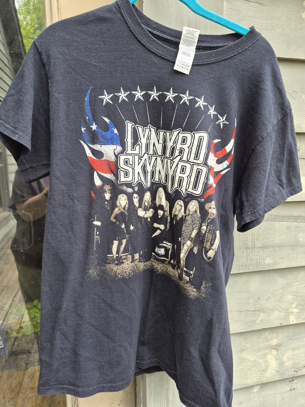 Gildan Black Lynyrd Skynyrd Graphic Tee with Red & Blue Accents-2019